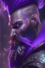 Placeholder: photorealistic warrior, hyperdetailed painting, luminism, Bar lighting, complex, purple mohawk, 4k resolution concept art, Artgerm, WLOP, Alphonse Mucha, 3d render, octane render, intricately detailed, cinematic, awesome full color, hand drawn, dark, gritty, cinematic, purple beard, wyvern