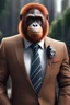 Placeholder: Anthropomorphic orangutan with suit and tie hyper-realistic 8K