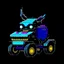Placeholder: Dot 8bit art truck monster for a t-shirt design, black background