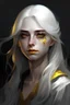 Placeholder: Stark White skinned witch with white hair and pure yellow eyes with no pupils and skin that flakes off into pure light