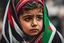 Placeholder: A crying Palestinian child in a broken hospital, Palestine flag, neon effect , close picture, highly detailed, high details, detailed portrait, masterpiece,ultra detailed, ultra quality