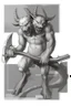 Placeholder: A two-headed devil with muscles, holding an icebreaker in his hands