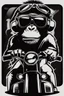 Placeholder: Ape on a scooter wearing sunglasses, logo