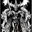 Placeholder: Devil demon satan king knights war code prophecy black and white