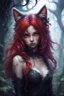 Placeholder: CAT GIRL, FANTASY, FORESTY, VINES, SOULLESS, FLUFFY TAIL, RED HAIR, METAL