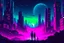 Placeholder: retrowave cyberpunk city, moon, clouds, people, sci-fi, epic