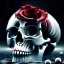 Placeholder: Cracked Skull and red rose, marble texture, dark, fantasy art, shallow depth of field, macro lens, unreal engine 5, ultra detailed,8k, HDR, hyperphotorealistic, bone, set in fire