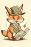 Placeholder: A cute fox wearing a vintage hat and reading a mystery book