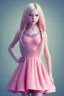 Placeholder: Teen girl, pink dress, long blonde hair, cute, beautiful