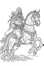 Placeholder: The headless horseman. Outline, sketch style, only use outline, mandala style, clean line art, white background, no shadows, no clear wall, coloring page.