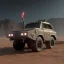 Placeholder: Gi joe driving White lunar armored rover with claw