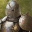 Placeholder: Fantasy, full body, watercolor, chain mail, Anglo Saxon, masked helmet, spear, round shield