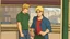 Placeholder: George is estimated to be 20 years of age (as of Broken Sword 1). His trademark appearance consists of blond hair, cut short in the back but left long in the front, as well as jeans with incredibly deep pockets and a blue-green jacket over a white t-shirt.