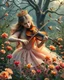 Placeholder: Gorgeous Photography Beautiful Princess playing violinist in Wild garden,flower,birds surrounding,fractal ornamentation, over detailed, gloriously full and confusing, nothing that really exists, everything made up, fantasy world, sweet briar, photography graphic art, song birds, ochre rose,rose buds, dewy morning, forest of oaks