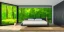 Placeholder: realistic, colorful, epic, ray tracing, cinematic, 8k, HD, Ultra High Definition, photo film, film grain, highly detailed room with highly detailed woodland landscape in windows