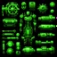 Placeholder: mechanical parts, cyberpunk style, green lighting black background