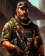 Placeholder: High Quality Painted Portrait of young fantasy bounty hunter that looks like Captain Price