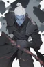 Placeholder: Armored man Drow from DnD by style of Jujutsu Kaisen (anime)