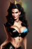 Placeholder: painting of lisa ann as evil queen in black leather, feminie, angry, stern look on her face, volouptous, busty, cleavage, emperious, mature, highly detailed, digital painting, artstation, concept art, smooth, sharp focus, illustration, art by gaston bussiere and alphonse mucha