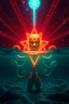 Placeholder: extremely sharp hypnotic soothing emotional support sacred geometry radiation star priest anonymous octopus by munch singer symbol in front of depth of field neon google neon glass submarine effect