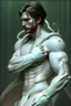 Placeholder: photorealistic white male handsome, hyperdetailed painting, luminism, Bar lighting, complex, dark green miltary armor, 4k resolution concept art, Artgerm, WLOP, Alphonse Mucha, 3d render, octane render, intricately detailed, cinematic, awesome full color, hand drawn, dark, gritty, cinematic