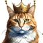 Placeholder: davinci style painting , Ginger Cat King with crown on head , clear details, white background , HD , vector , full image