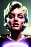 Placeholder: Ultra Realistic image, portrait, blonde woman, sweet Marylin Monroe face, perfect iris, glow eyes, makeup. Retro sci-fi style, helmet, tight latex coat, fog, rain, soft color, highly detailed, unreal engine 5, ray tracing, RTX, lumen lighting, ultra detail, volumetric lighting, 3d, finely drawn, high definition, high resolution.