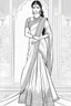 Placeholder: Coloring page for adults of a elegant fashion model woman wearing hindi dress, dynamic poses, full body portrait, thick and clean lines, clean details, no-color, no-turban, , non background, non color, non shading, no-grayscale, dynamic poses, full body portrait, thick and clean lines, clean details, no-color, no-turban, , non background, non color, non shading, no-grayscale