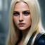 Placeholder: Photorealistic headshot of a beautiful blonde assassin