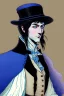 Placeholder: black haired blue eyed dandy wizard in the style of beresford egan