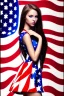 Placeholder: girl, cute, beautiful, American flag dress, long hair