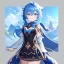 Placeholder: portrait of genshin from genshin ((genshin)) ((genshin ingame outfit)) wearing a short skirt, blue hair