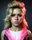 Placeholder: portrait, Shakira, blonde artist, angry, Realistic image, MMA robe, hoodie, mma gloves, band aid, loose long hair, eyes make up, face thunder gold make up, circle iris. moisture sweat, fog, Neon colors, leds. Dark background, photo studio, concept art, smooth, unreal engine 5, god lights, ray tracing, RTX, lumen lighting, ultra detail, volumetric lighting, 3d, finely drawn, high definition, 4k.