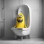 Placeholder: child training urinal chair shaped as a Minions character, complex contrast, photoreal, humorous