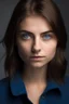 Placeholder: Junge Frau 28 Jahre alt, brunett, blaue Augen in moderner Kleidung