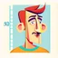 Placeholder: Vector illustration man with 50 centimeter long nose