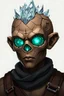 Placeholder: Please generate a male earth genasi. He should have brownish rock like skin sort of like The Thing from marvel. He should have two huge holes on both sides of his head where his ears would be revealing a jagged crystal like interior to his skull. Similar to how a geode would look when cracked open. He should have lines marking his skin like cracks, showing crystal-like veins. Instead of hairs, he has crystal on top of his head that resembles a spikey hairstyle. He wears adventurer clothes