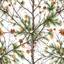 Placeholder: detailed Real Tree Camouflage made of bare branches, green pine branches, dried maple leaves, snow and dirt, white background, seamless repeatable texture camo pattern