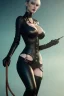 Placeholder: Lene Nystrøm as dominatrix in black leather, busty, cleavage, voluptuous, Aqua Lene, angry, stern look. character design by cory loftis, fenghua zhong, ryohei hase, ismail inceoglu and ruan jia. unreal engine 5, artistic lighting, highly detailed, photorealistic, fantasy