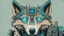 Placeholder: Robotic wolf looking at the camera, comic style