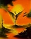 Placeholder: A dark yellow angelic heavenly light painted by Salvador Dali