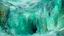 Placeholder: A pale cyan icy cave in the clouds with metallic crystals painted by Claude Monet