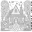 Placeholder: GARDEN HOUSE, "Fairy-tale Gardens: Illustrate magical moments, full view, realistic, coloring page, only draw lines, coloring book, clean line art, wildlife-inspired, kid style, –no sketch, color, –ar 3:4, white background, minimalistic black lines, 8k, minimal black color, low level black colors, coloring page, use pure black and white colors, avoid thick black colors, thin black line art, avoid colors, perfect shape, perfect clear lines, clear edges,