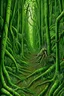 Placeholder: A green forest with praying mantis painted by MC Escher