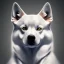 Placeholder: albino shiba inu, ethereal glowing aura, Orion constellation, hunter