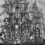 Placeholder: Skeleton pirates on a big, scary ship, artistically