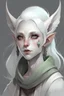 Placeholder: dnd, white changeling girl, young, with all white eyes