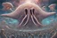 Placeholder: View into an event horizon in space with many enormous strange tentacled whale-like creatures with huge faceted eyes and mouths, flying around