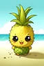 Placeholder: cute, simple, chibi pineapple on a beach