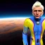 Placeholder: Homme cosmique blond cheveux longs yeux bleus sourire costume galactique fond cosmique 8k unreal engine